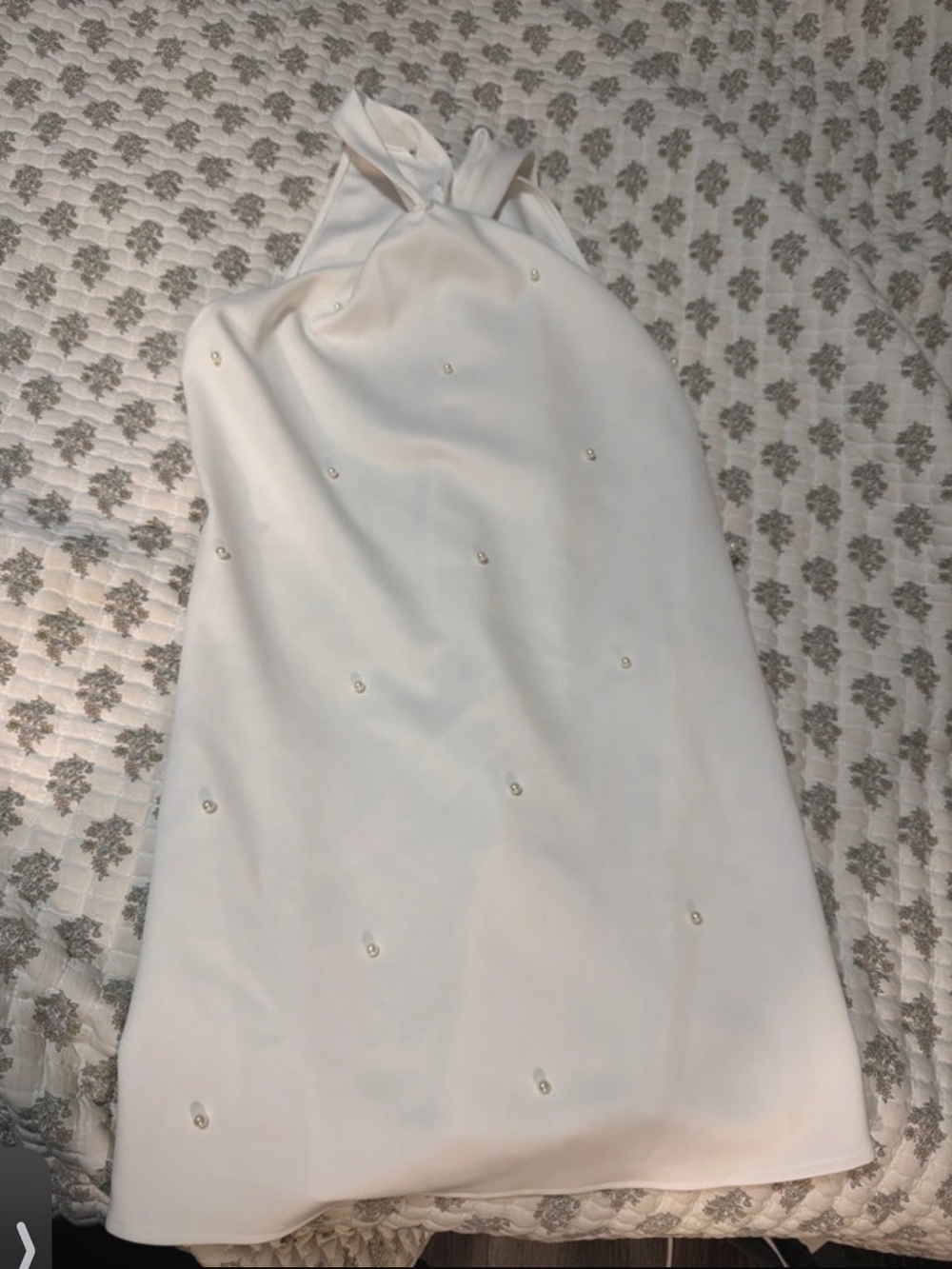 Elegant White Beaded Halter Dress